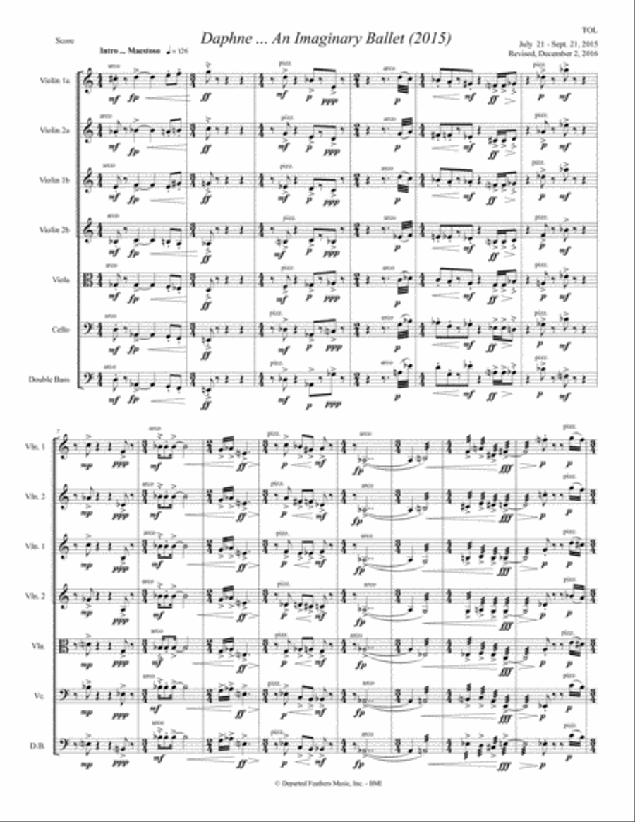 Daphne ... An Imaginary Ballet (2015) for string orchestra, full score String Orchestra scores gallery preview page 3