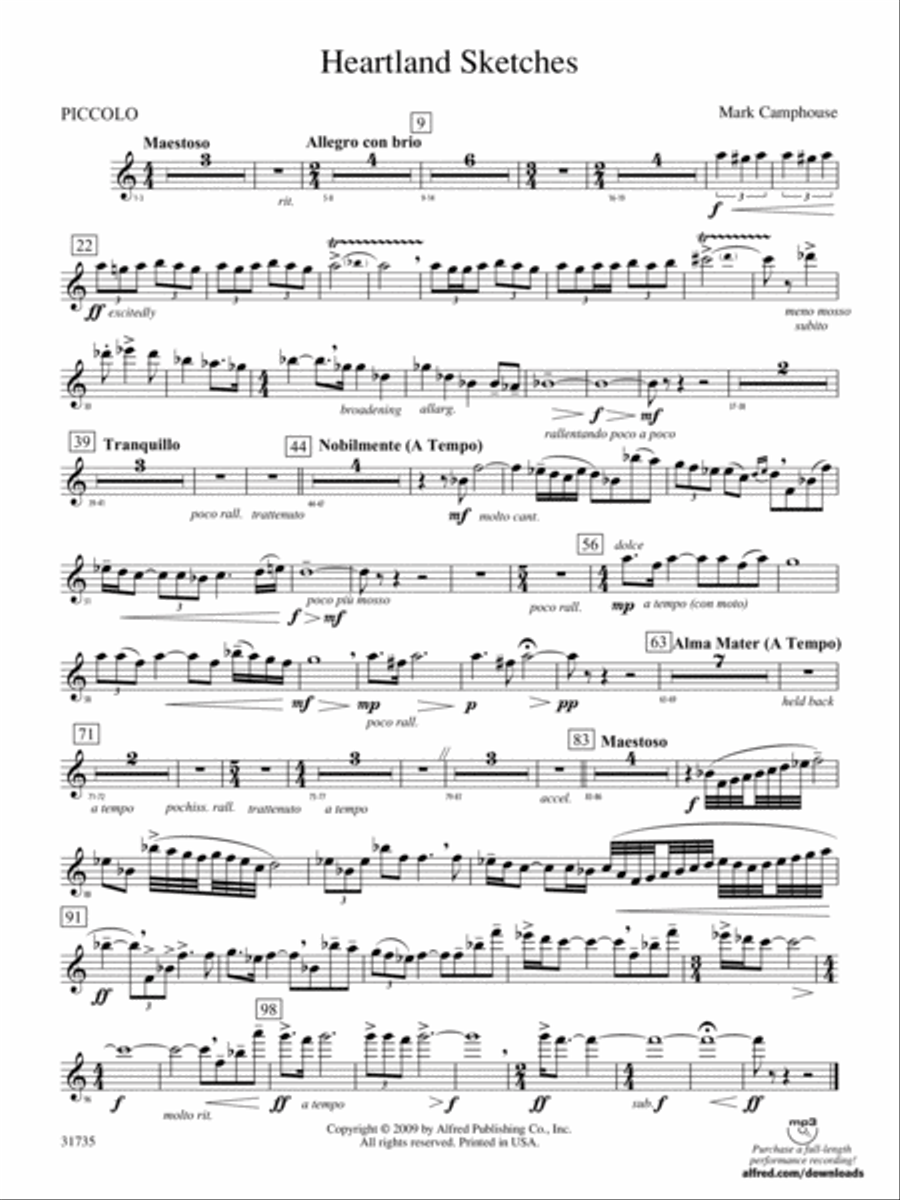 Heartland Sketches: Piccolo Concert Band scores gallery preview page 1