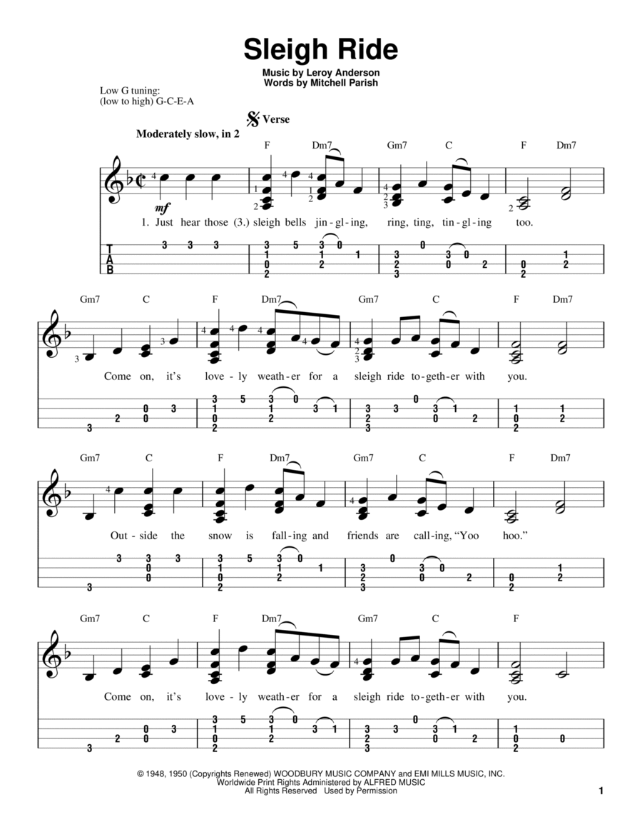 Sleigh Ride Ukulele scores gallery preview page 1