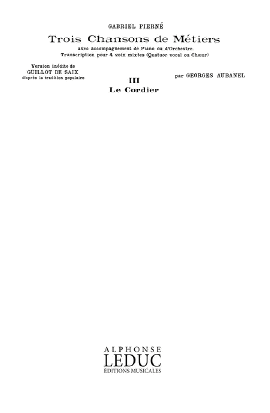 3 Chansons de Métiers No.3 Voice scores gallery preview page 1