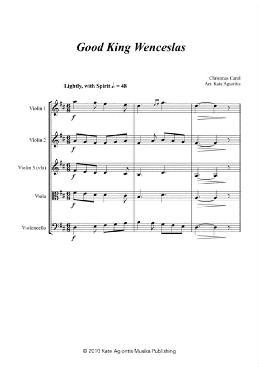 Good King Wenceslas - for String Quartet String Quartet scores gallery preview page 3