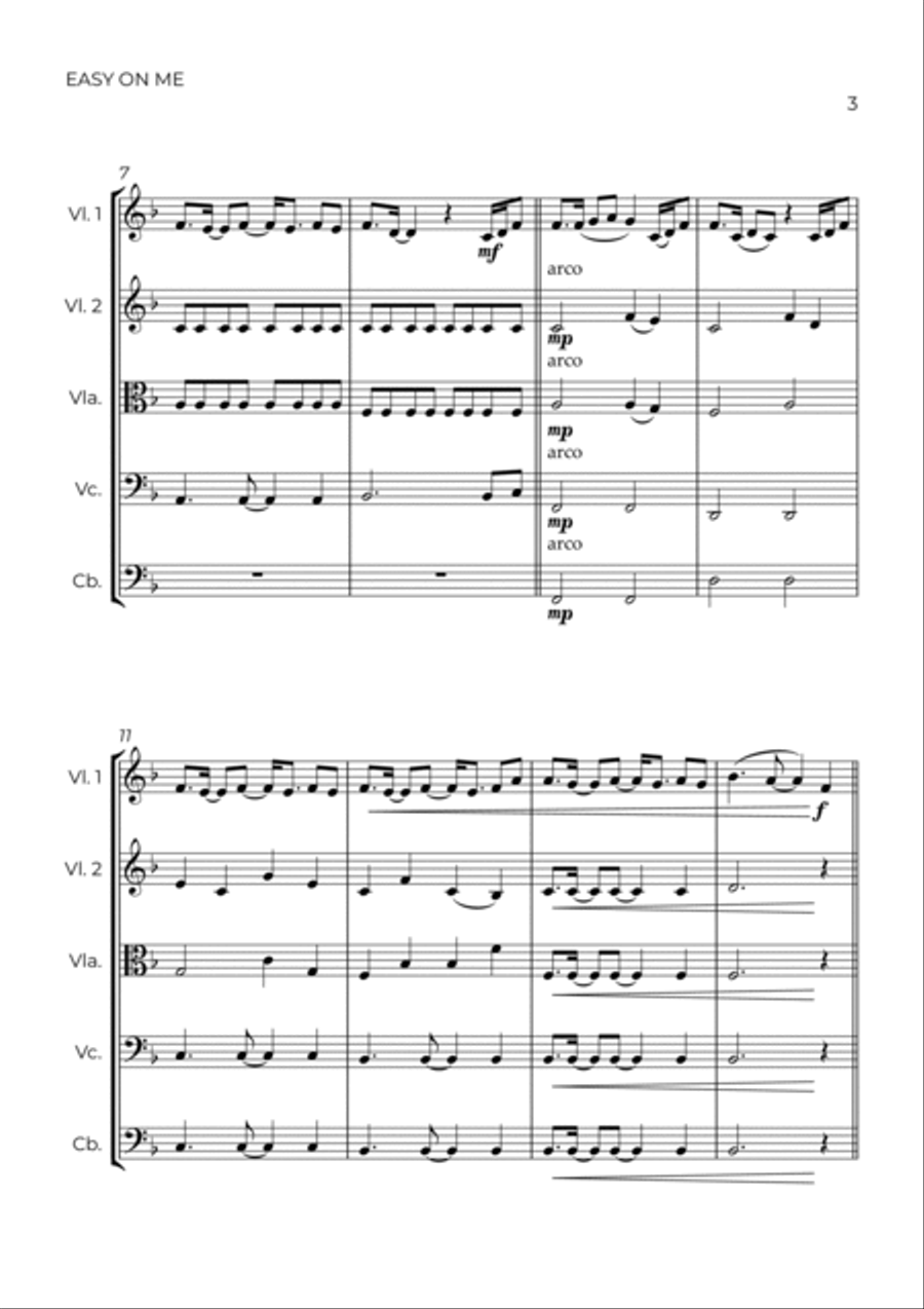 Easy On Me String Quintet scores gallery preview page 3