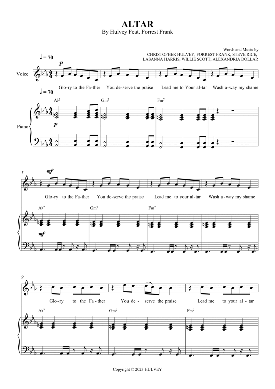 Altar Piano, Vocal, Guitar scores gallery preview page 1