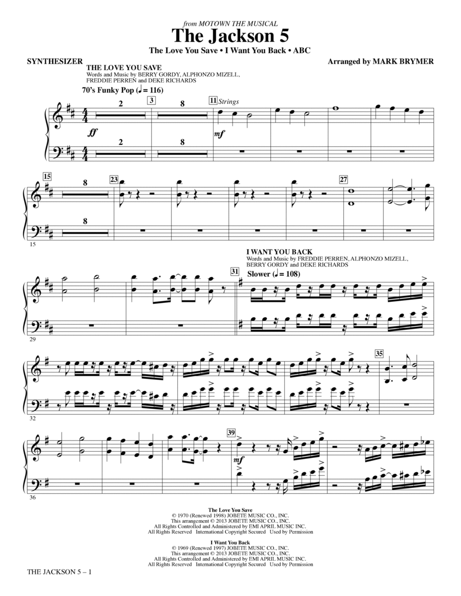 The Jackson 5 (from Motown The Musical) - Synthesizer Choir scores gallery preview page 1