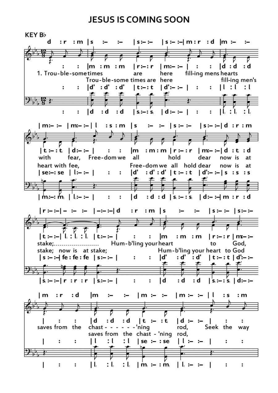 Jesus is coming soon Voice scores gallery preview page 1