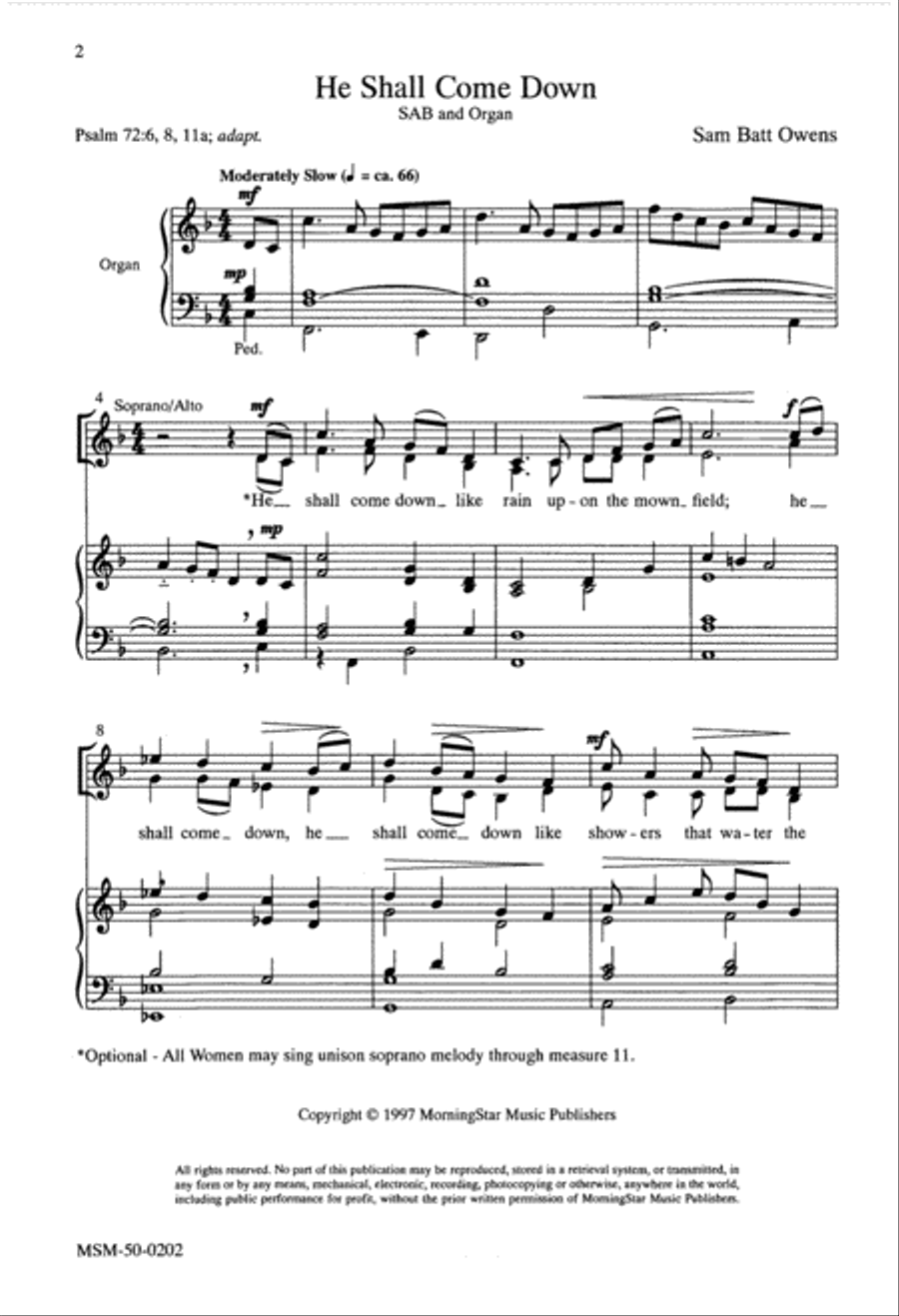 He Shall Come Down 3-Part scores gallery preview page 1