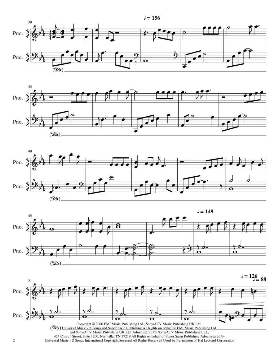 Unfaithful Piano Solo scores gallery preview page 2
