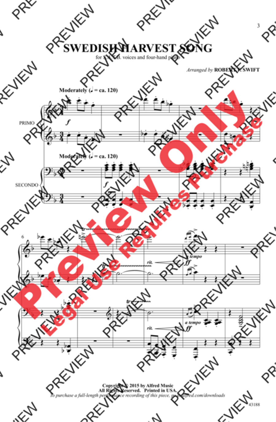 Swedish Harvest Song 4-Part scores gallery preview page 3