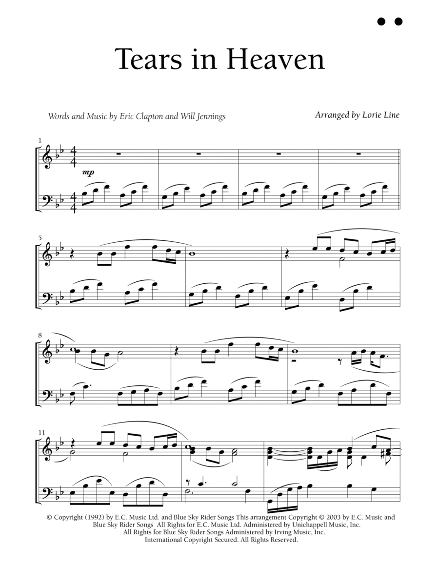 Tears In Heaven Piano Solo scores gallery preview page 1