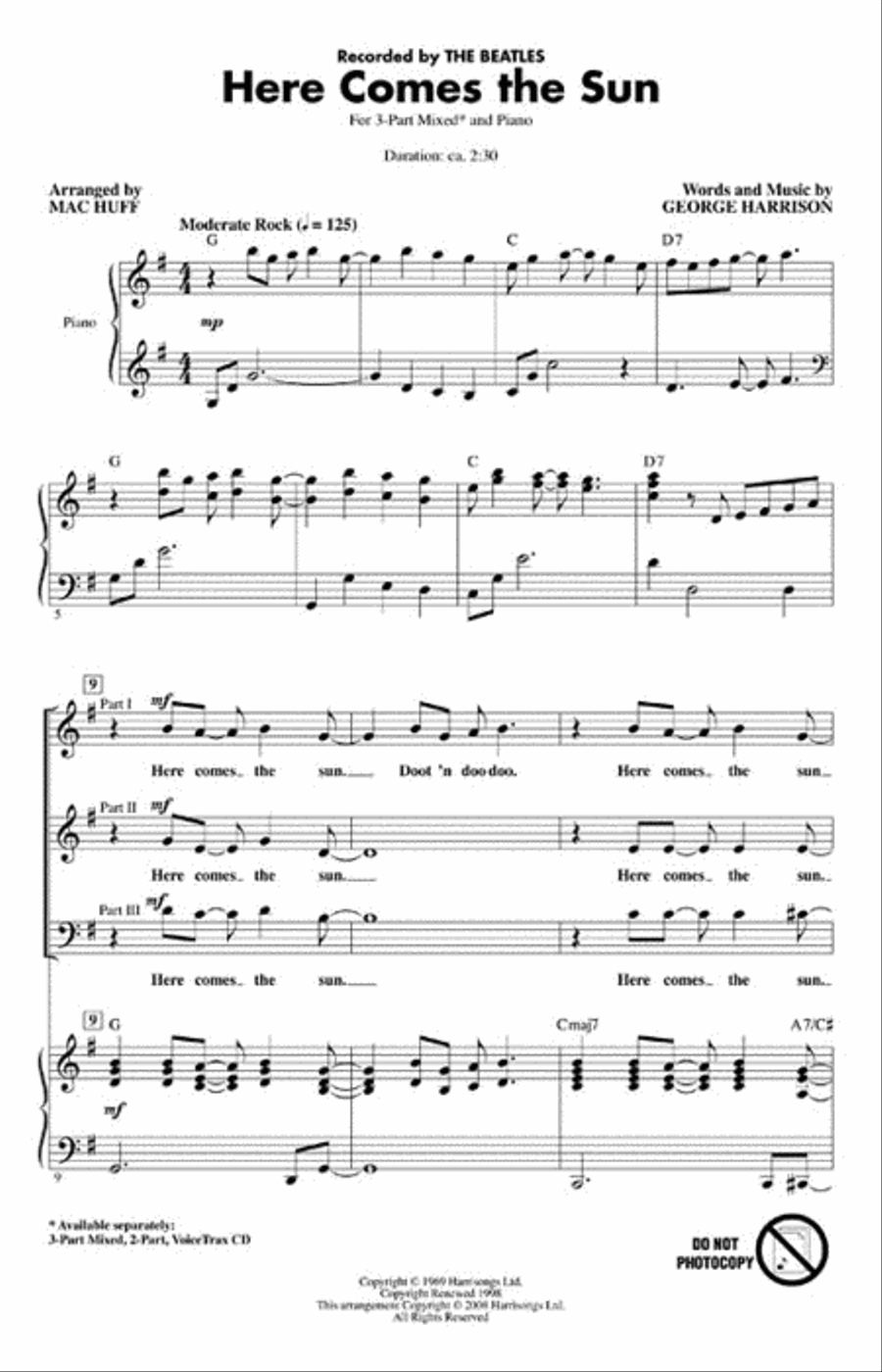 Here Comes the Sun Here Comes the Sun 3-Part scores gallery preview page 2