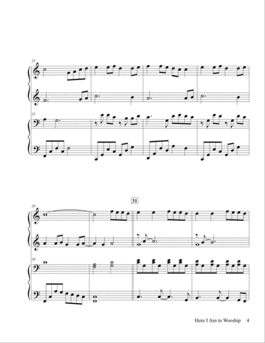 Here I Am To Worship Piano scores gallery preview page 5