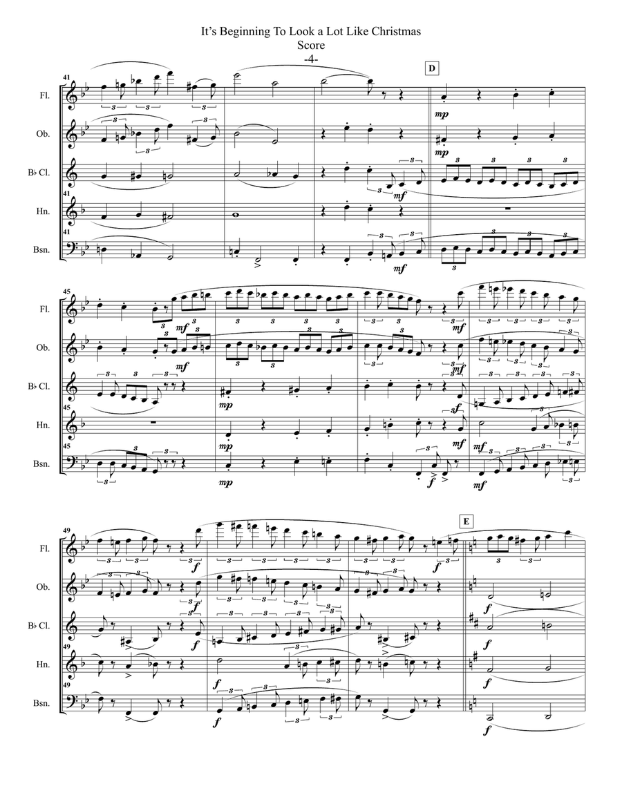 It's Beginning To Look Like Christmas Woodwind Quintet scores gallery preview page 5