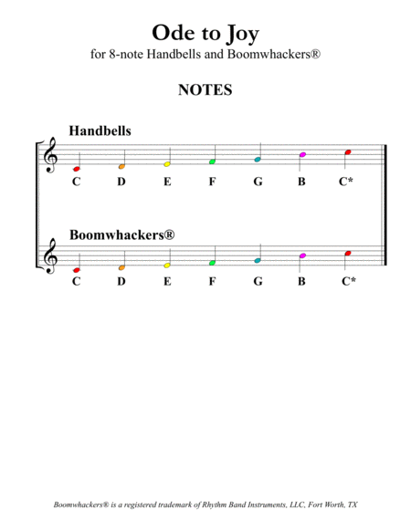 Ode to Joy (for 8-note Bells and Boomwhackers with Color Coded Notes) image number null