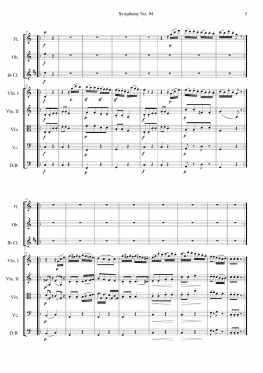 Symphony No.94 In G Major II Andante (Short Ver.) Orchestra scores gallery preview page 3