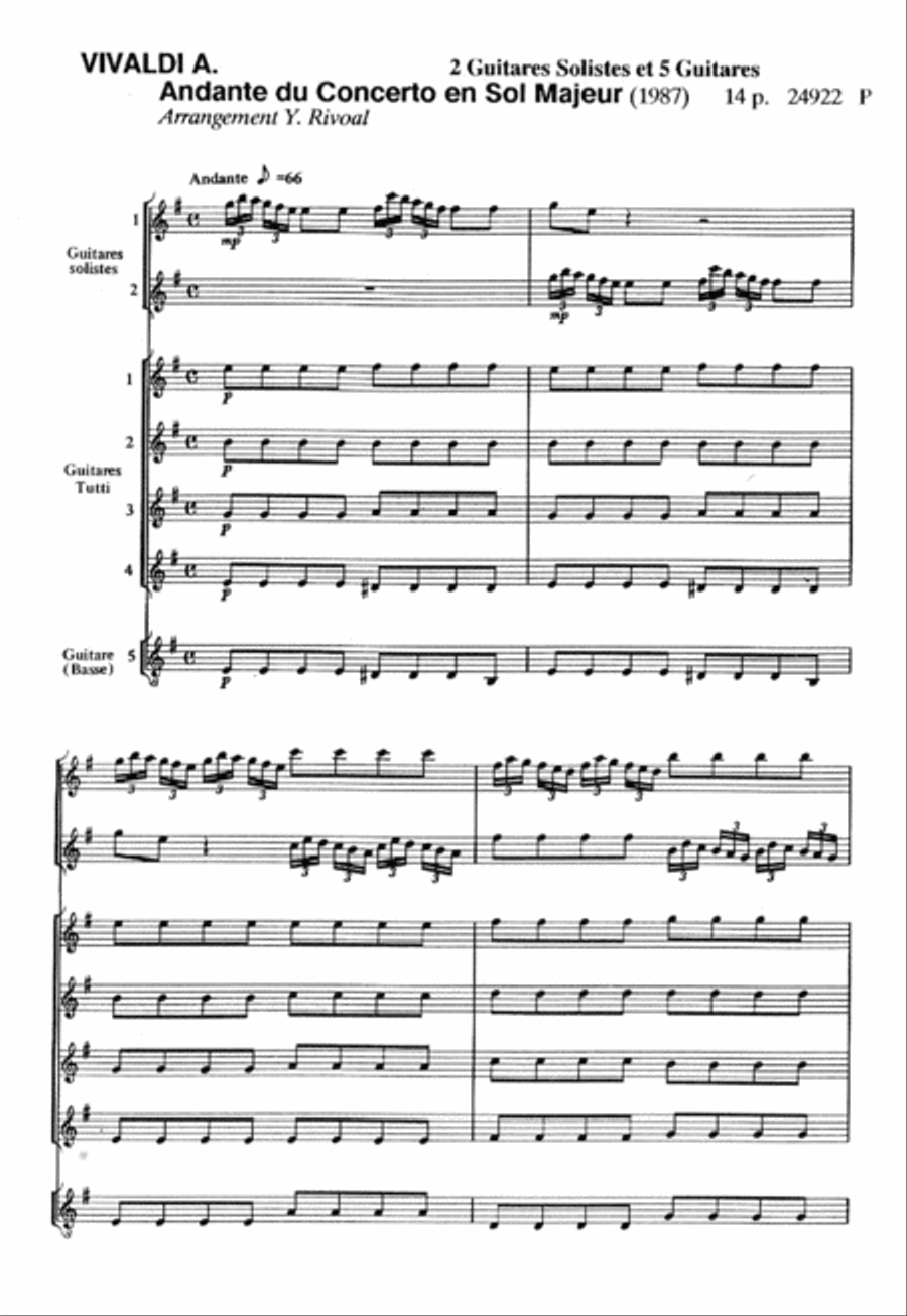 Andante du Concerto en Sol maj. Guitar Ensemble scores gallery preview page 2