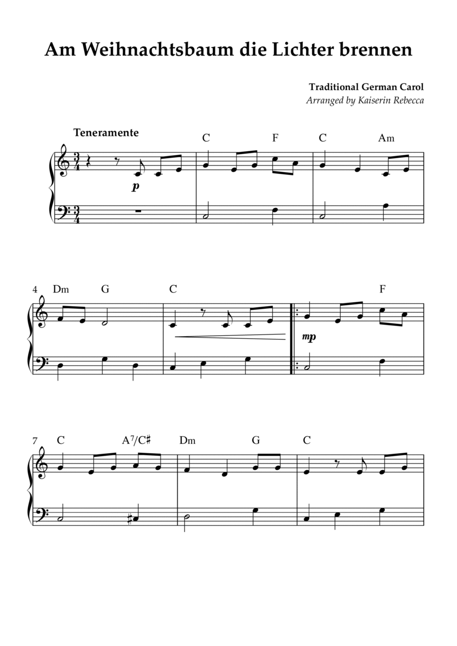 Am Weihnachtsbaum die Lichter brennen Piano Method scores gallery preview page 1