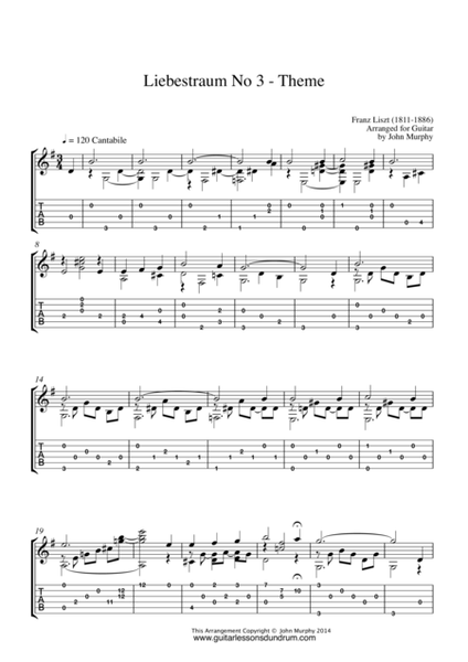 Liebestraum No 3 - Theme Liszt for Guitar image number null