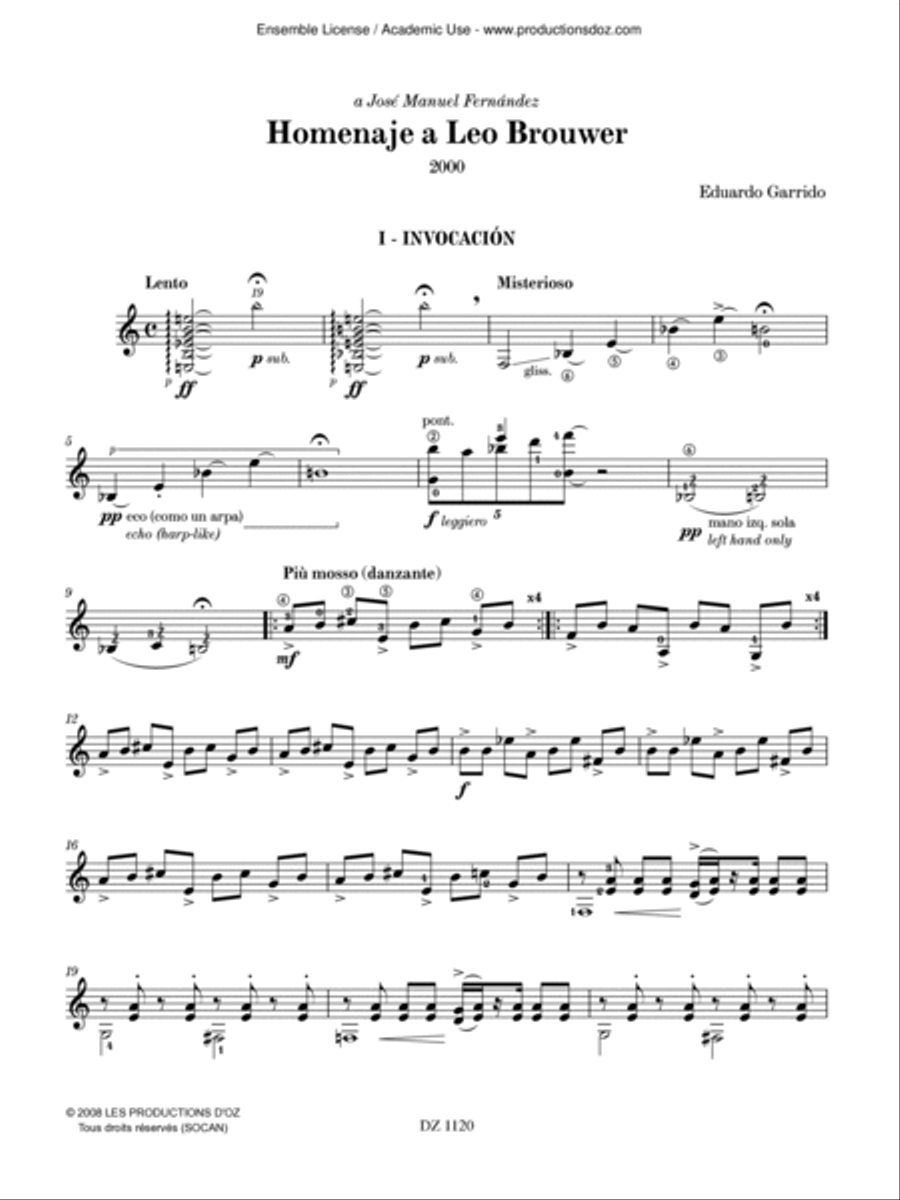 Homenaje a Leo Brouwer Classical Guitar scores gallery preview page 3