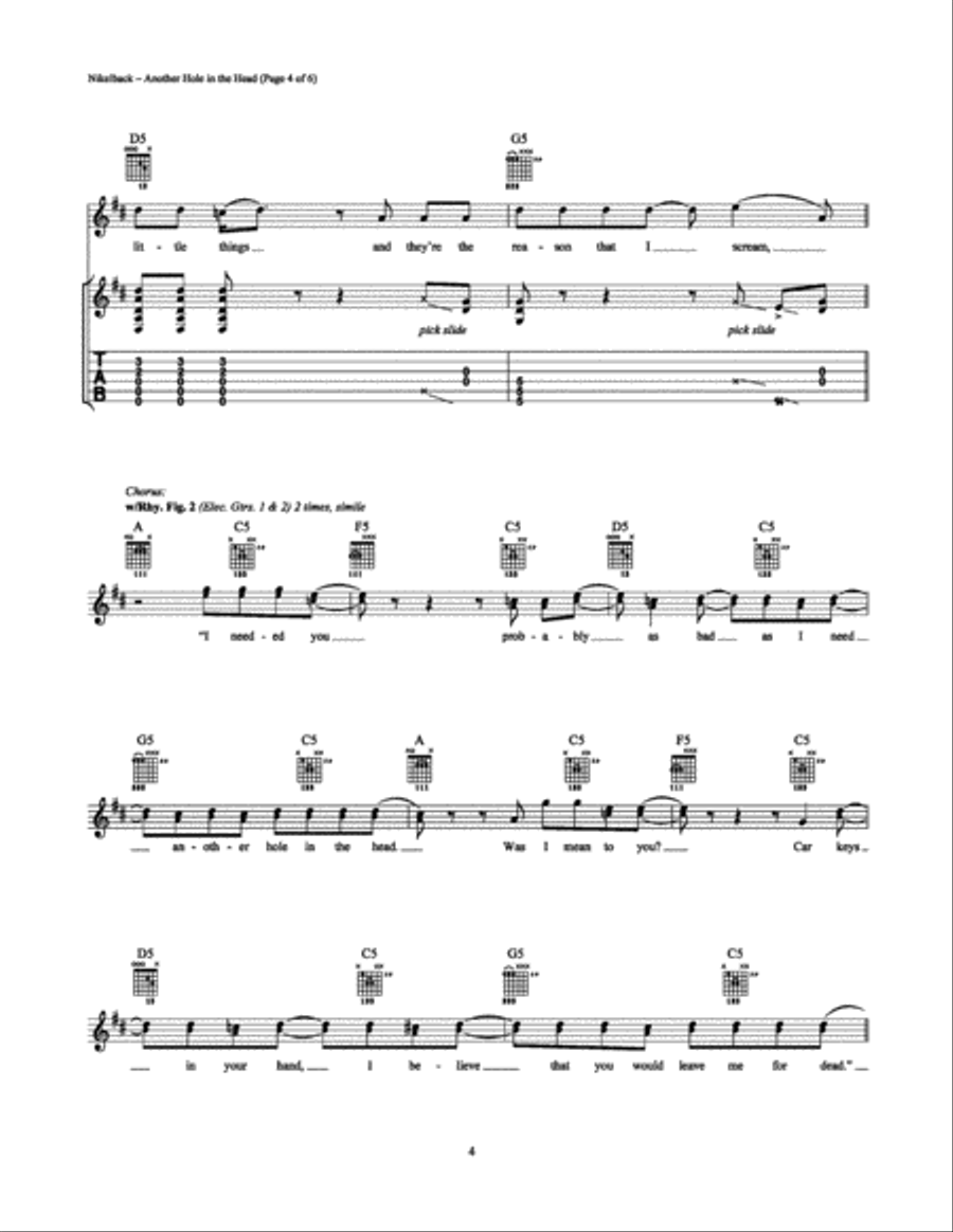 Another Hole in the Head Another Hole in the Head Electric Guitar scores gallery preview page 4