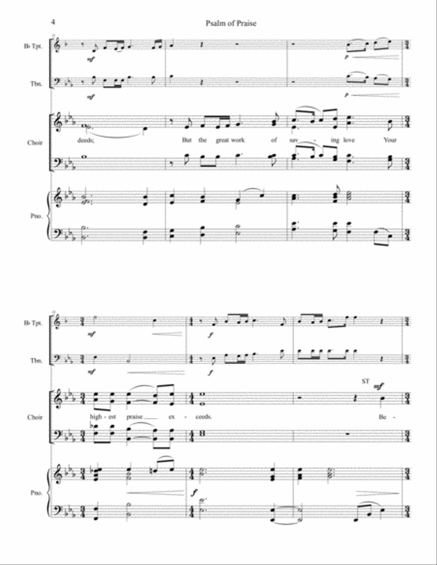 Psalm of Praise - SATB, Trumpet, Trombone & Piano image number null