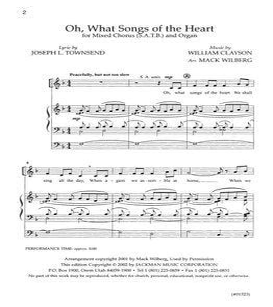Oh What Songs of the Heart - SATB 4-Part scores gallery preview page 2