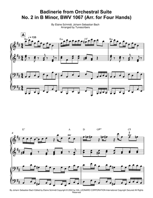 Badinerie from Orchestral Suite No. 2 in B Minor, BWV 1067 (Arr. for Four Hands)