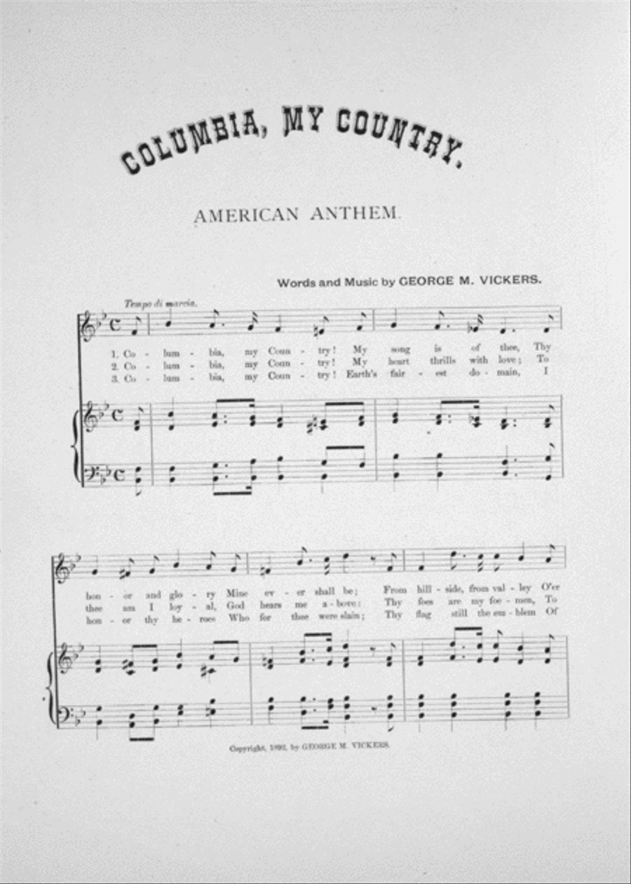 Columbia, My Country. American Anthem Voice scores gallery preview page 2