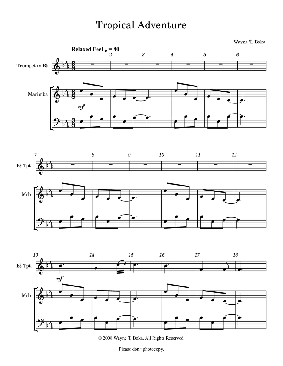 Tropical Adventure Trumpet Duet scores gallery preview page 1