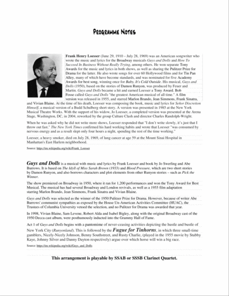 Fugue For Tinhorns Woodwind Quartet scores gallery preview page 2