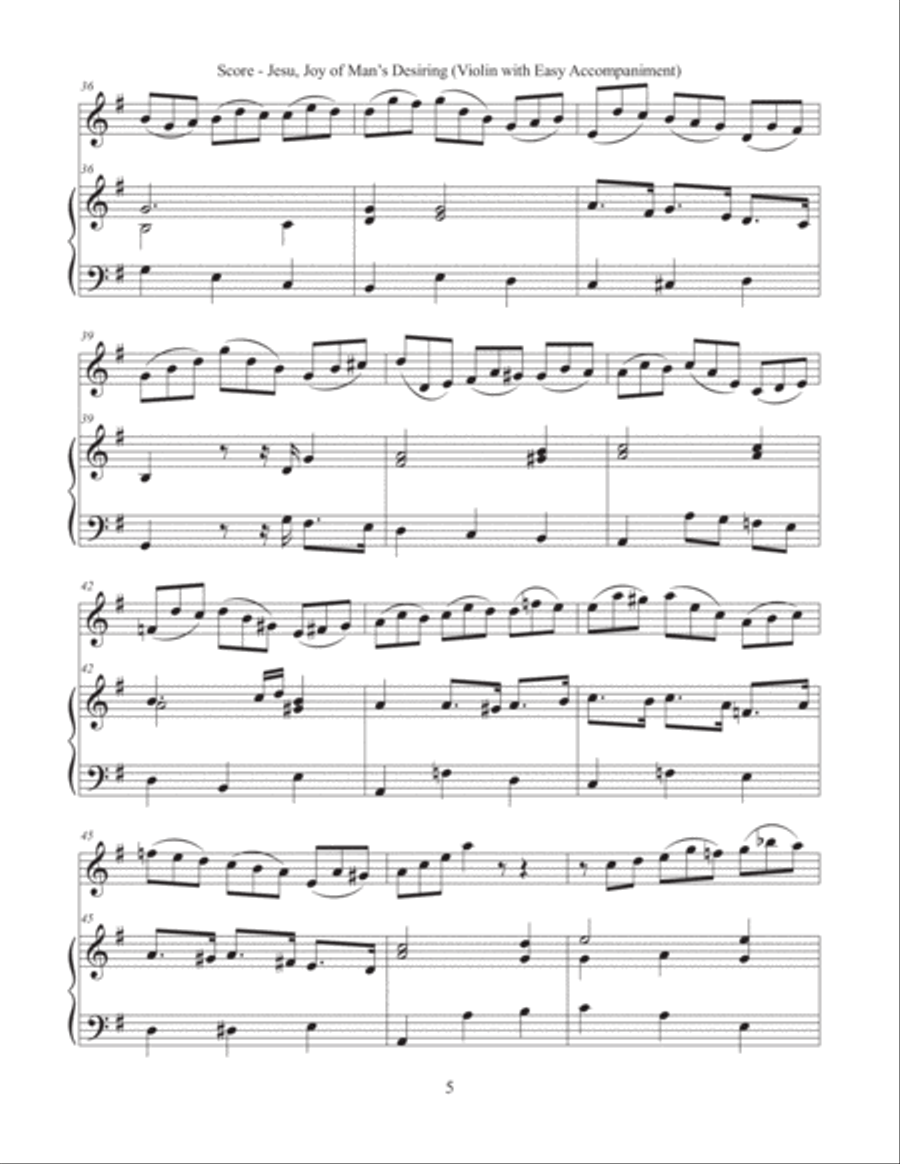 Jesu, Joy of Man’s Desiring (Violin with Easy Accompaniment) Violin Solo scores gallery preview page 5