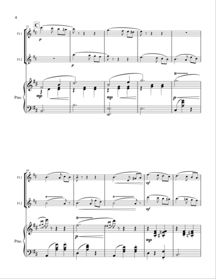 Butterflies for two flutes & piano Flute Duet scores gallery preview page 5