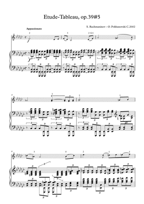 Book cover for Rachmaninov-Pokhanovski Etude-Tableau in E-flat minor, op.39#5 arranged for violin and piano