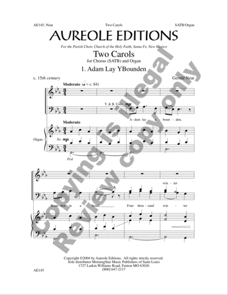 Two Carols Two Carols 4-Part scores gallery preview page 2