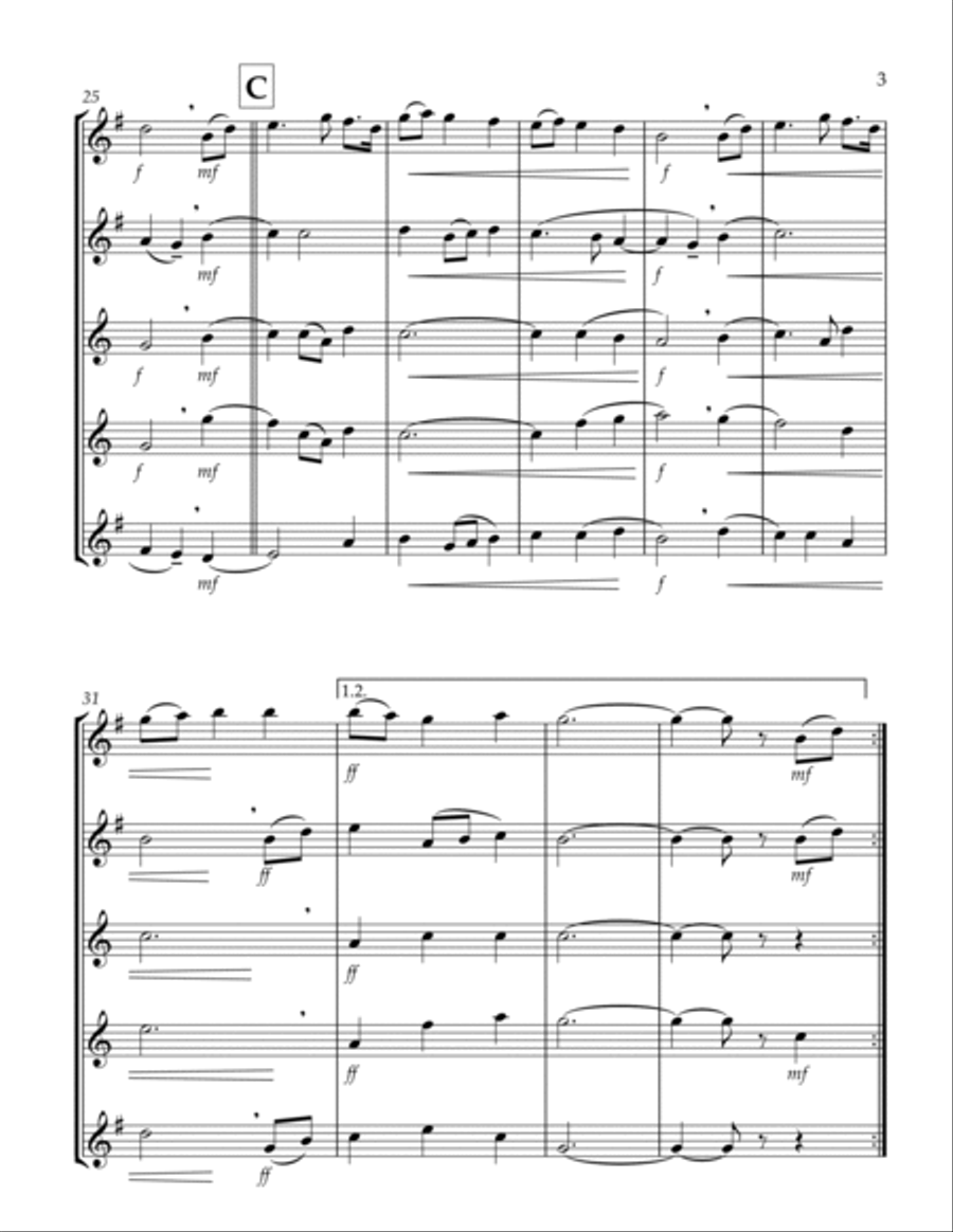 O God, Beyond All Praising (Thaxted) (Bb) (Saxophone Quintet - 2 Alto, 2 Tenor, 1 Bari) (Alto lead) Saxophone Quintet scores gallery preview page 3