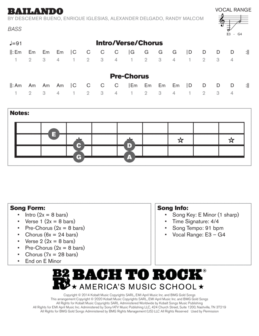 Bailando Bass Guitar scores gallery preview page 1