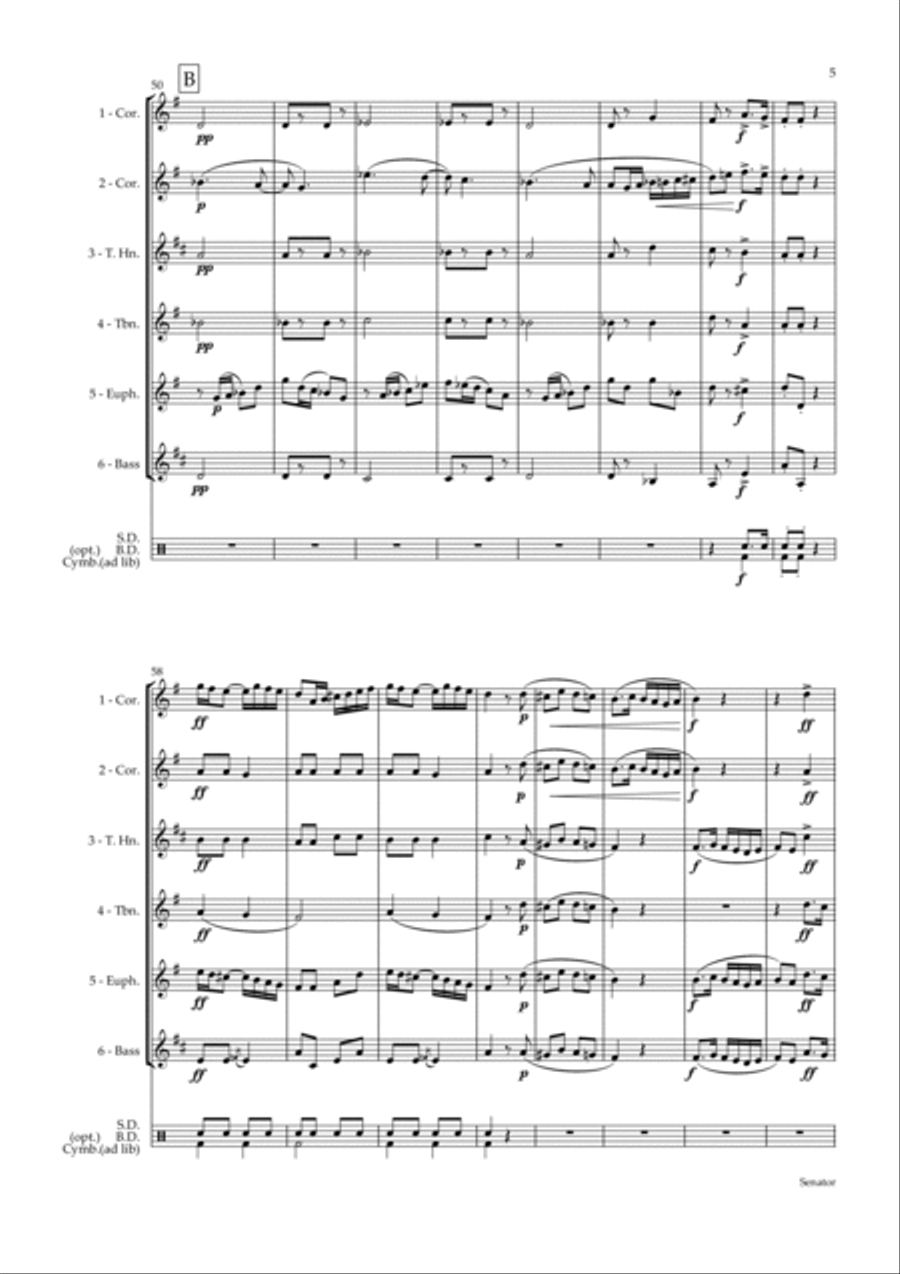 Senator - Grand Contest March by George Allan - arranged for brass sextet Brass Ensemble scores gallery preview page 5