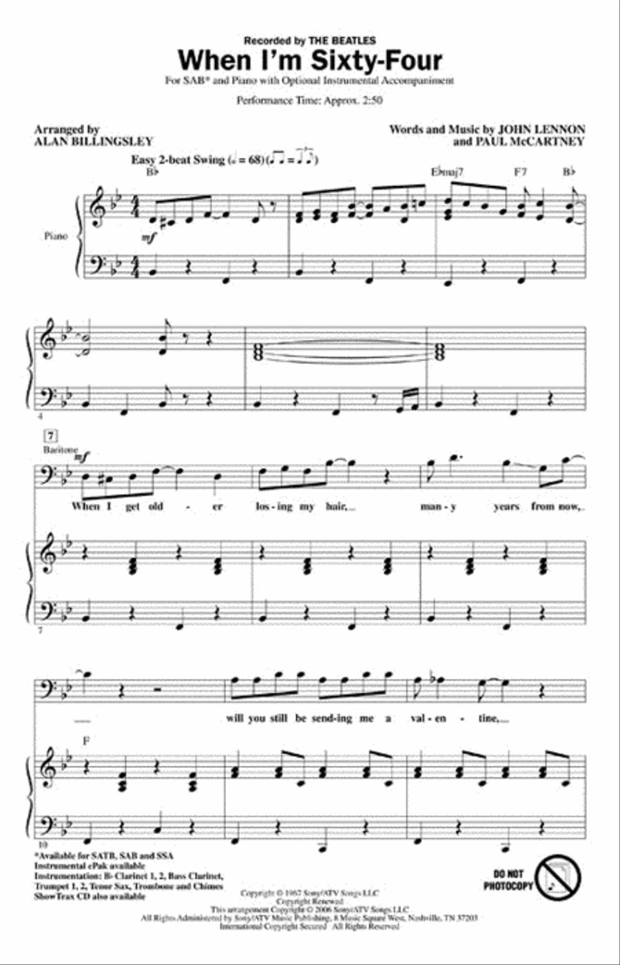 When I'm Sixty-Four 3-Part scores gallery preview page 2