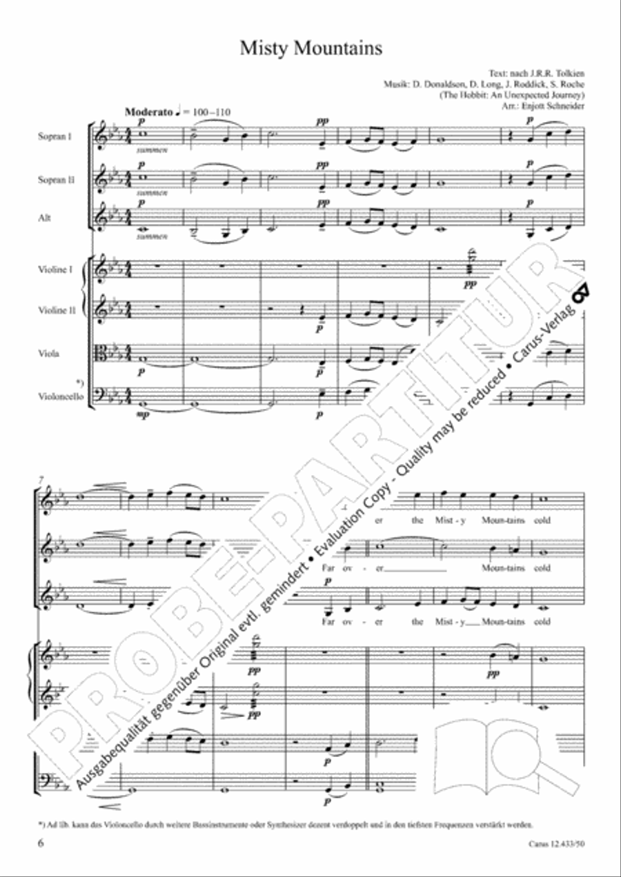 The Hobbit. Three Arrangements for youth choir (SSA) by Enjott Schneider SSA scores gallery preview page 5
