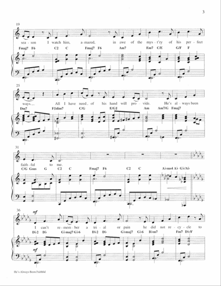 He's Always Been Faithful Medium Voice scores gallery preview page 3