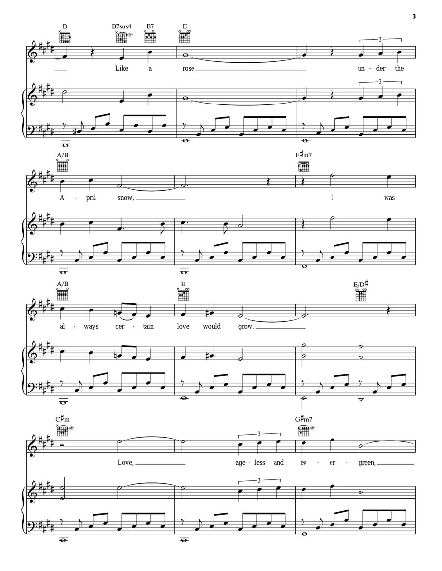 Evergreen (Love Theme from A Star Is Born) Piano, Vocal, Guitar scores gallery preview page 3