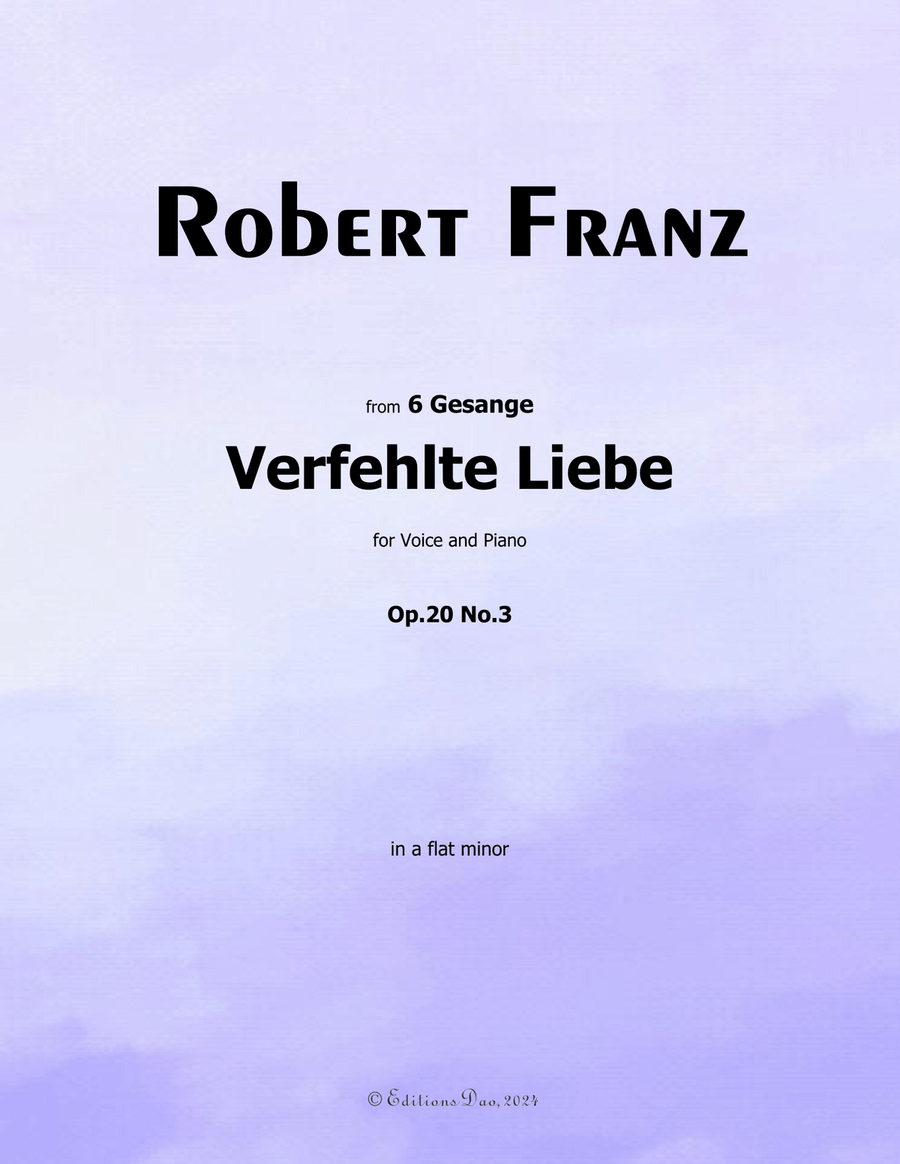 Verfehlte Liebe, by Robert Franz, in a flat minor Voice scores gallery preview page 1