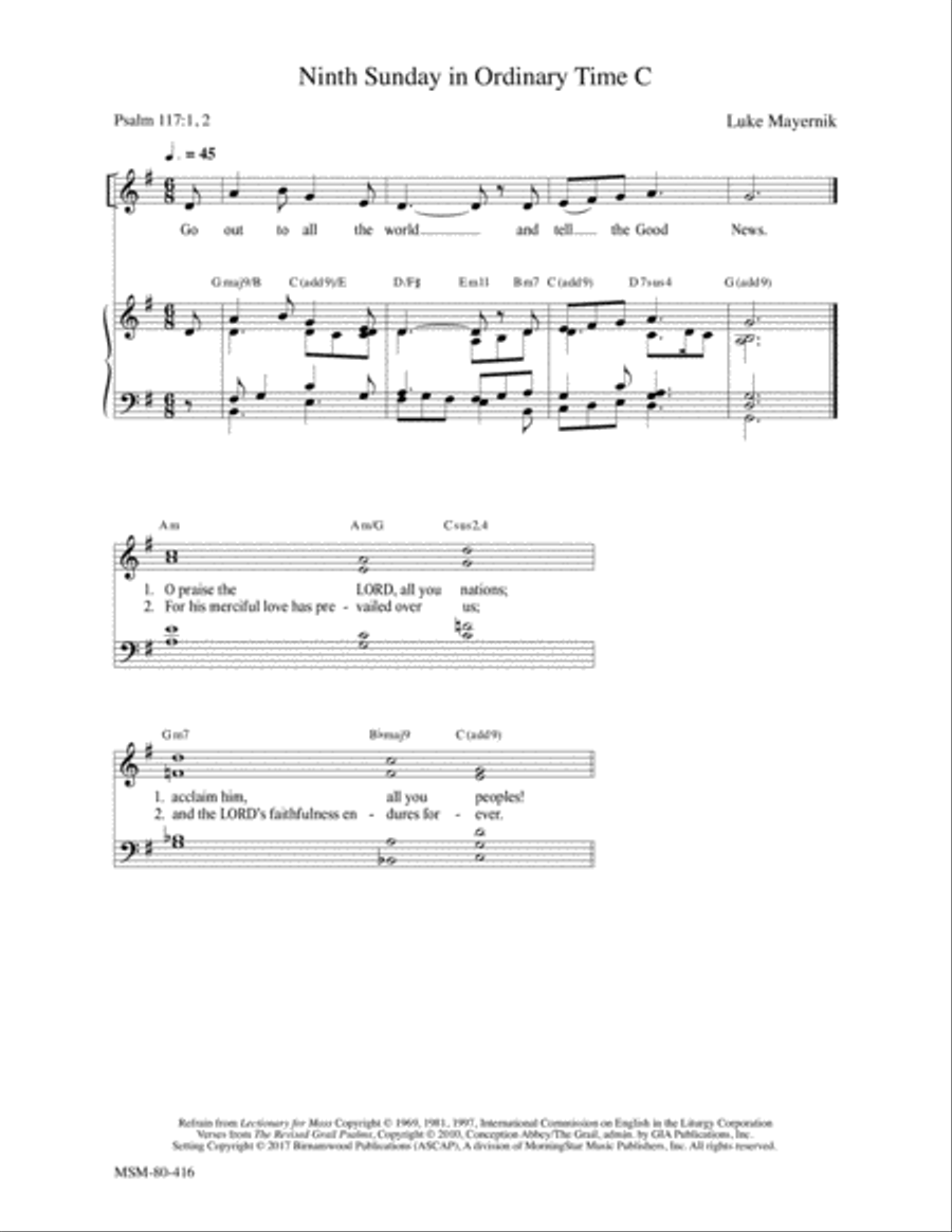 Ninth Sunday in Ordinary Time C 4-Part scores gallery preview page 1