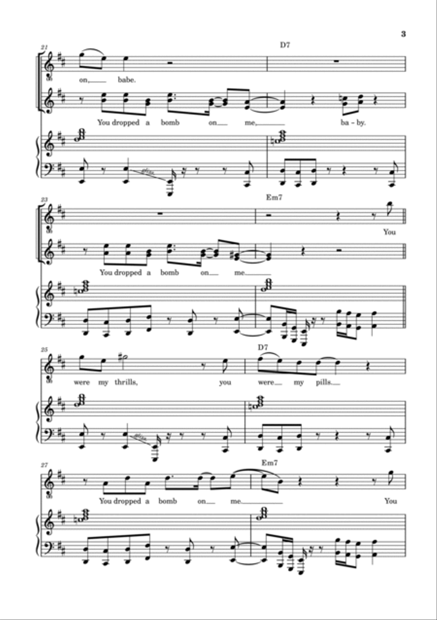 You Dropped A Bomb On Me Piano, Vocal, Guitar scores gallery preview page 4