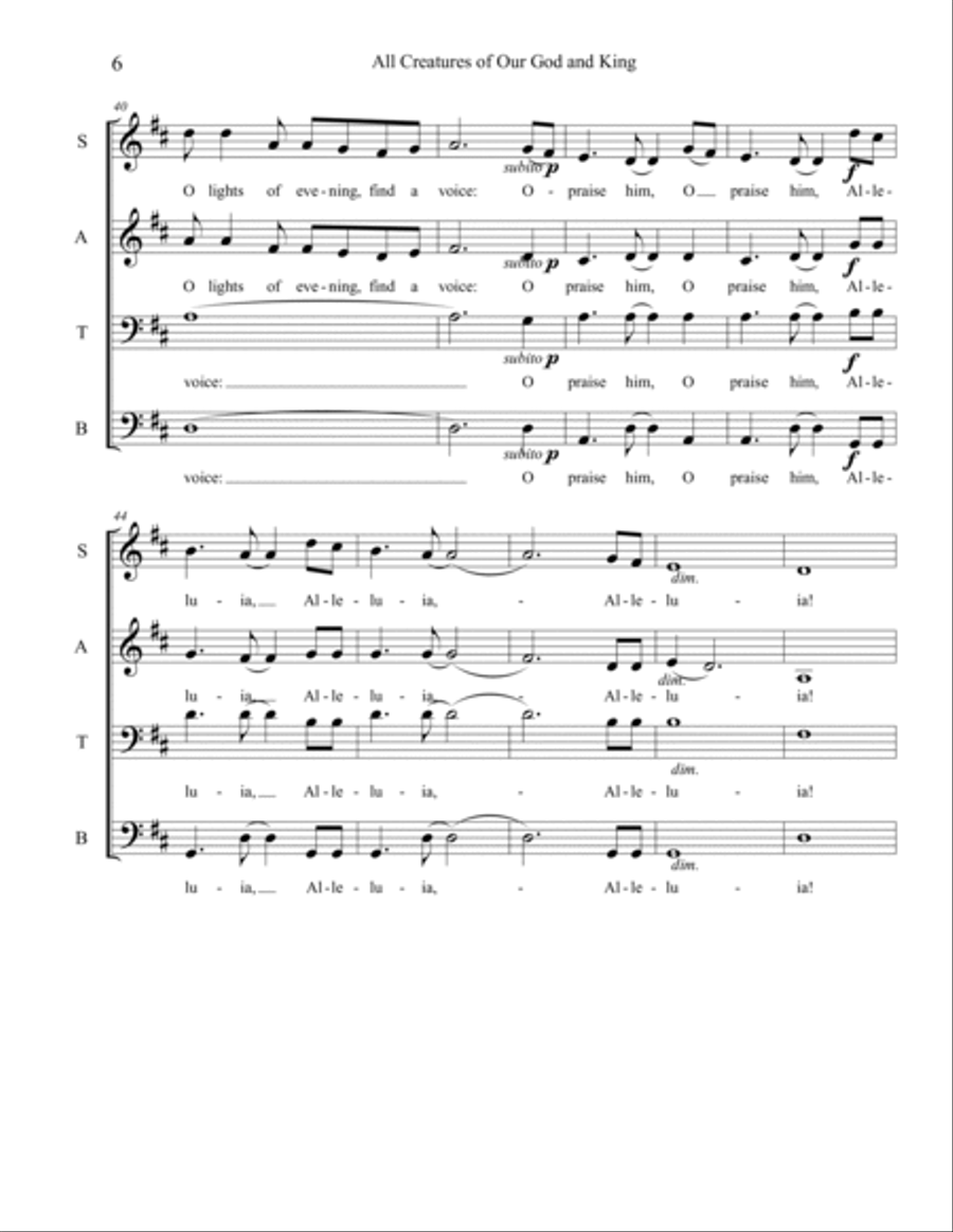All Creatures of Our God and King 4-Part scores gallery preview page 6