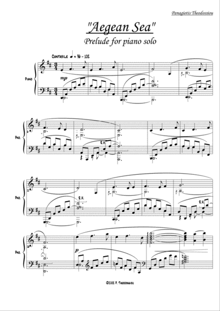 Aegean Sea, Prelude Aegean Sea, Prelude Piano Solo scores gallery preview page 2