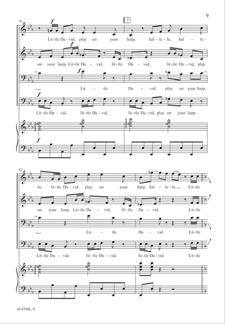 Little David, Play on Your Harp 4-Part scores gallery preview page 9