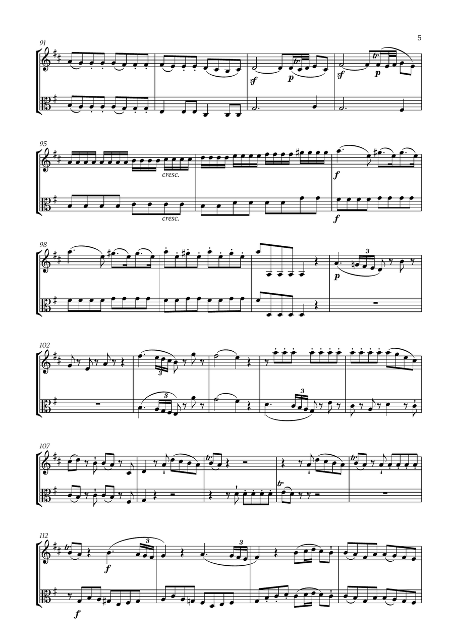 W. A. Mozart - Eine Kleine Nachtmusik (for French Horn and Viola) Horn scores gallery preview page 5