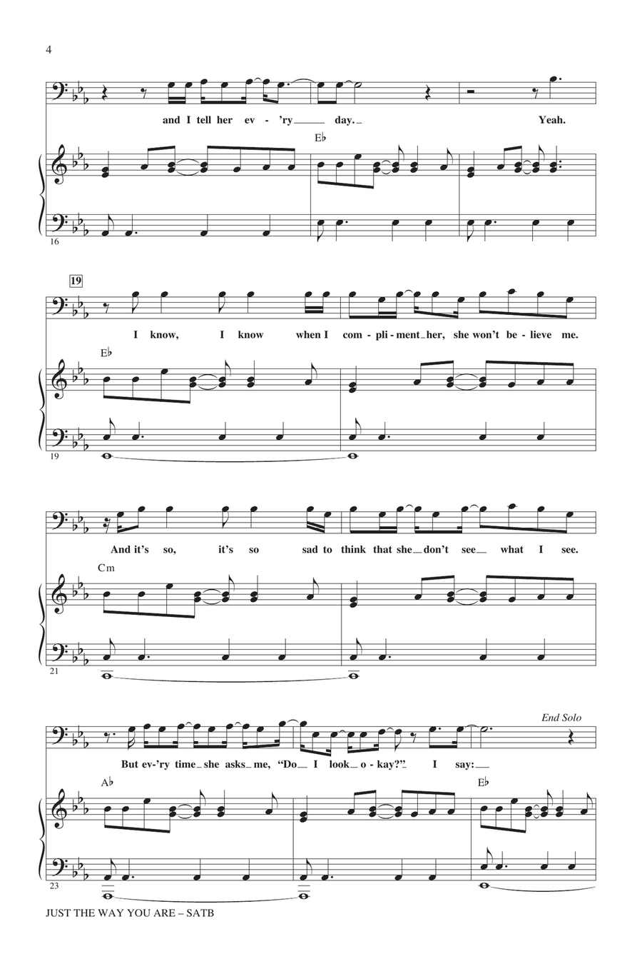 Just The Way You Are (from Glee) (arr. Roger Emerson) 4-Part scores gallery preview page 3