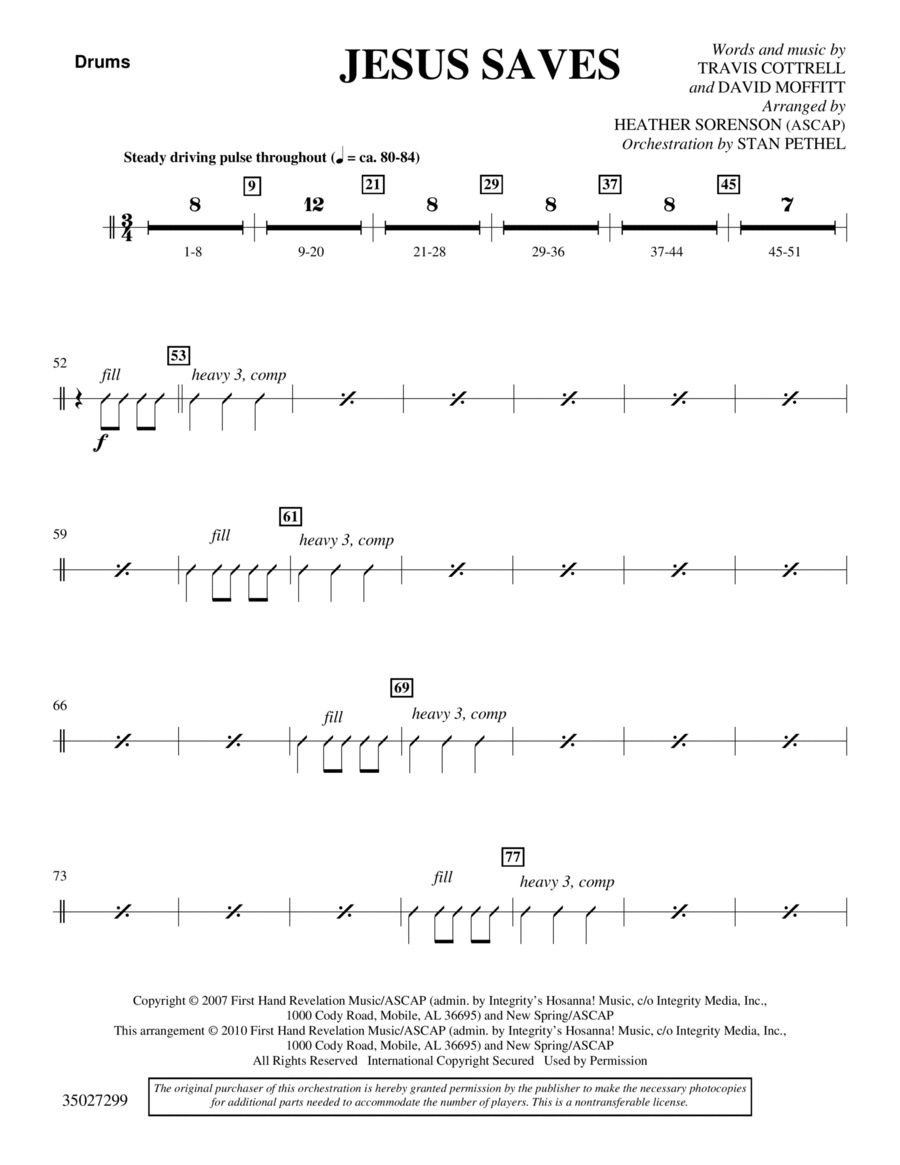 Jesus Saves - Drum Set Choir scores gallery preview page 1