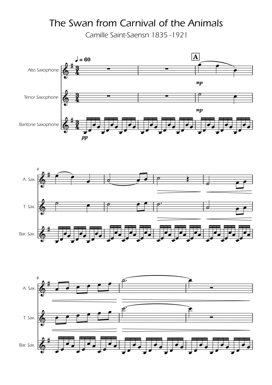 Book cover for The Swan - Saint-Saens - Sax Trio ATB
